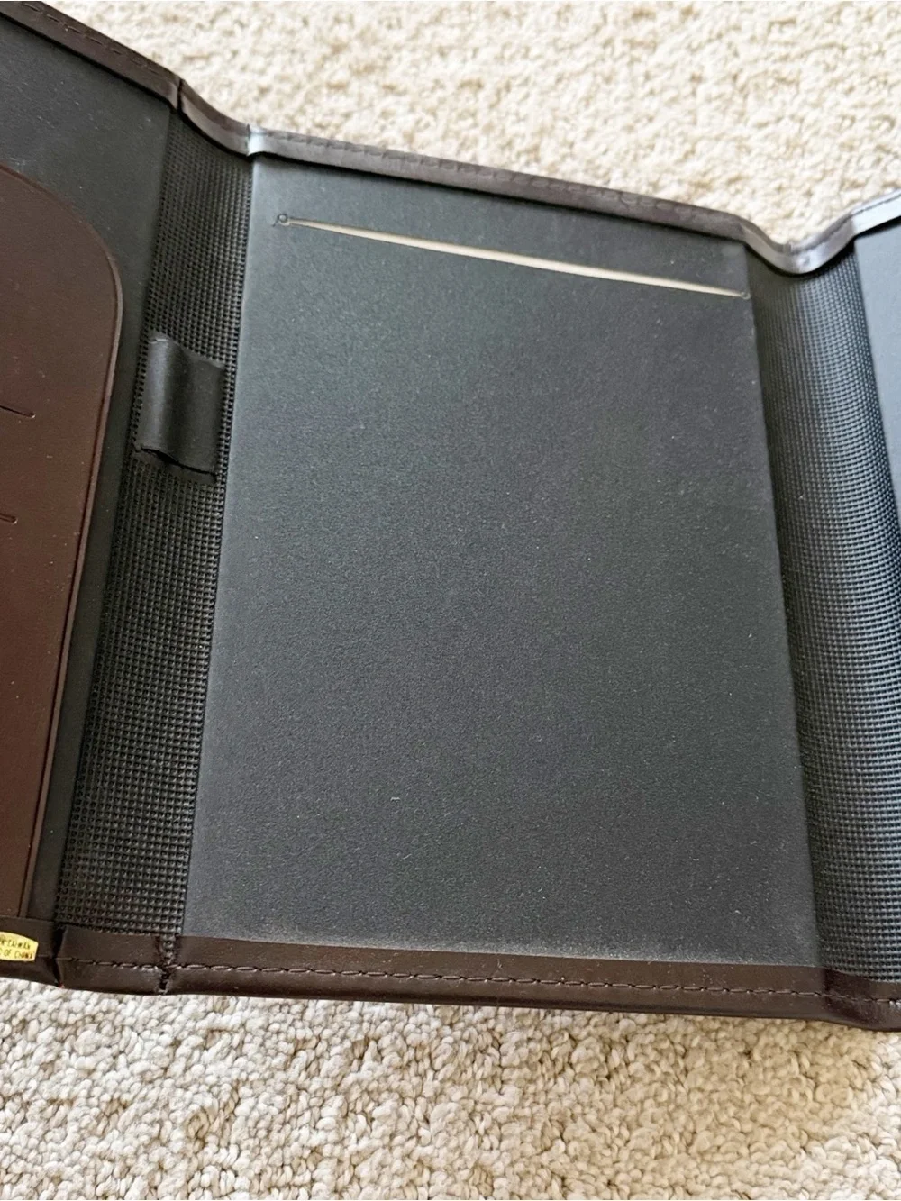 Small Brown Leather Portfolio Padfolio Organizer Taiwan Card Paper Gold Corners